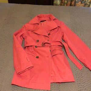 Express pink pea coat with belt